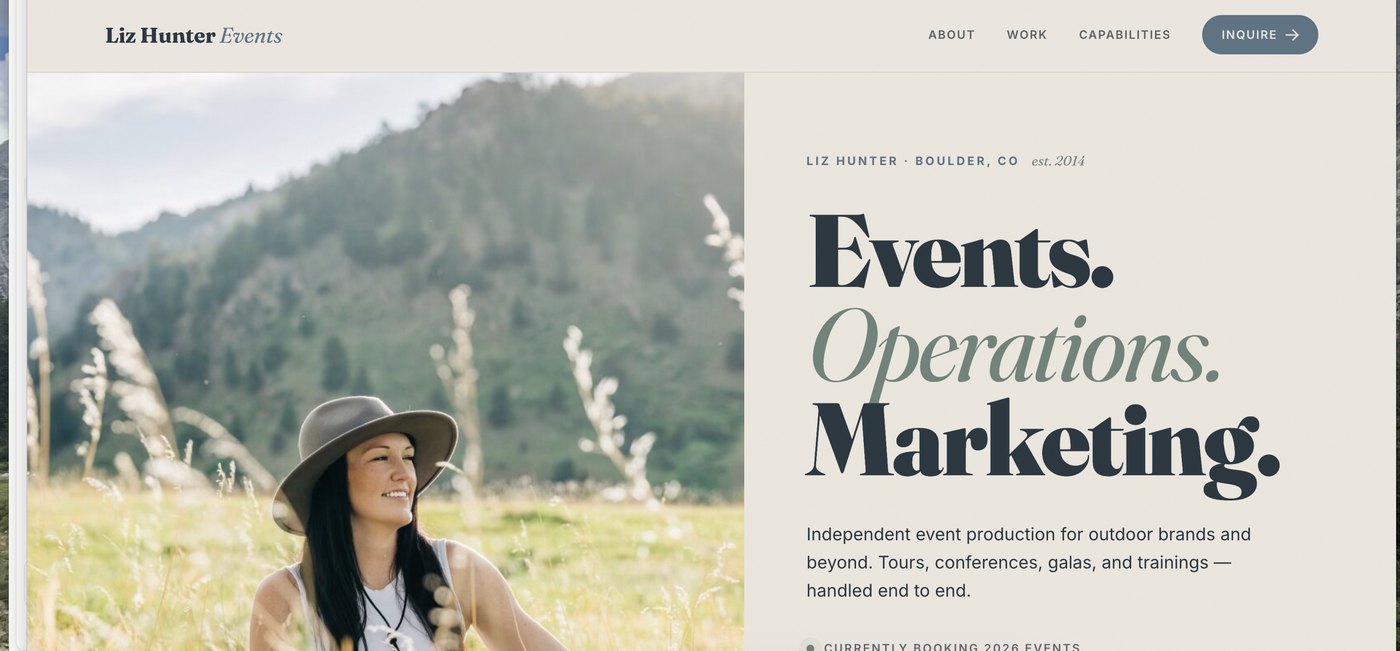Liz Hunter Events website