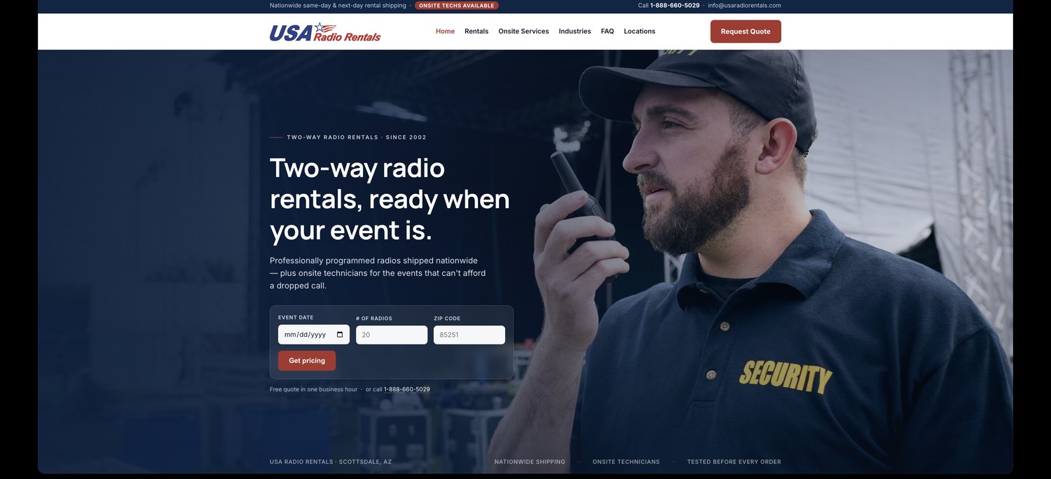 USA Radio Rentals website